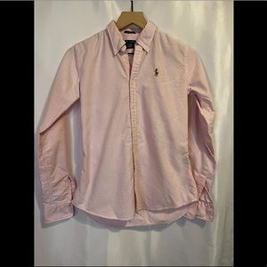 Ralph Lauren Slim Fit Pink Striped Polo Classic Button Down - Size 2
